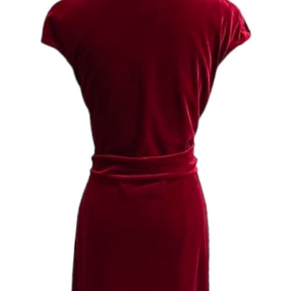 Midnight Velvet Burgundy Cowl Neckline Midi Holiday Event Velvet Dress -… - Picture 10 of 16